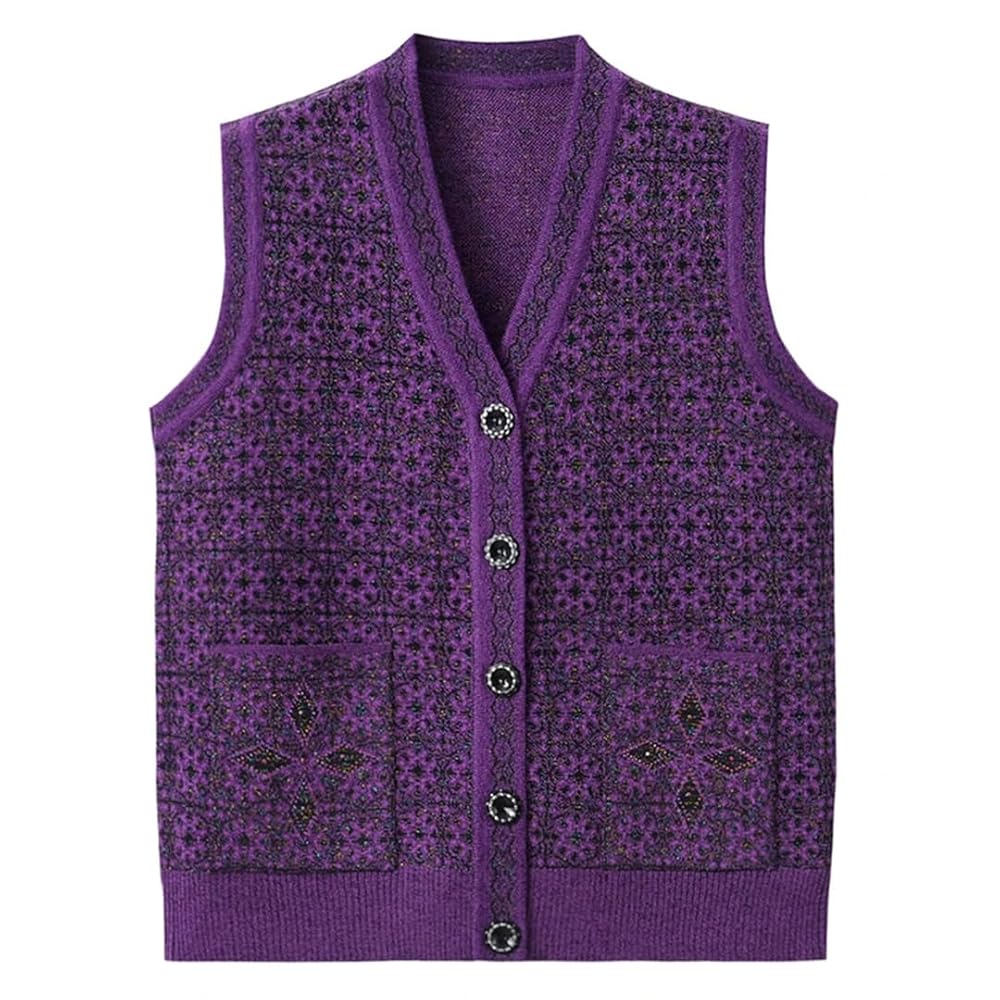 Middle-Aged and Elderly Women's Sweater Vest Spring and